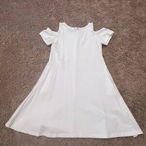 Girls White Cold-Shoulder Dress